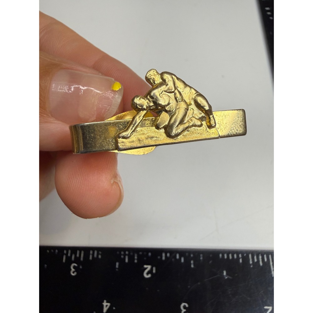 Hook-Fast Providence RI Gold Tone Wrestling Tie Bar Clip Mens Sports Jewelry